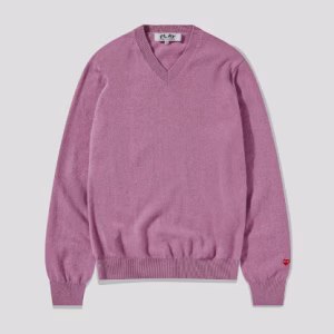 CDG Men Lambswool V Neck Sweater Pink