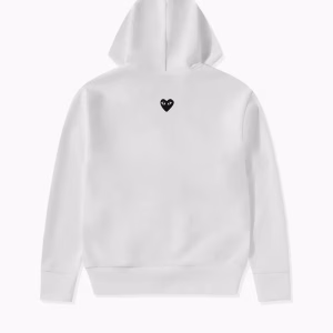 CDG Unisex Reverse Black Heart Zip Hoodie White