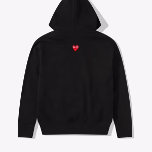 Limited edition CDG Play Black Zip Hoodie with Red Heart — trendy unisex style, 25% off & free shipping at our authentic CDG shop.