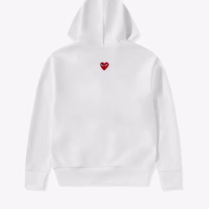 Play CDG Unisex Reverse Red Heart Zip Hoodie White