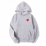 Comme Des Garcons Small Red Heart Gray Hoodie