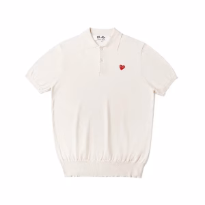 CDG Play Unisex Off White Polo Sweater with soft tones premium comfort and modern design available as a limited edition with a huge discount