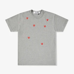 Play-Multi-Red-Heart-Logo-T-Shirt-Grey