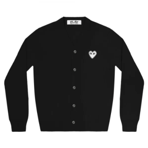CDG MENS CARDIGAN WHITE HEART BLACK