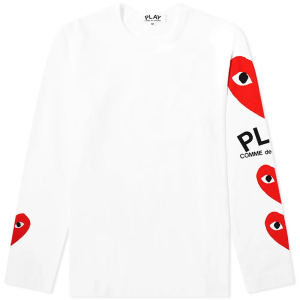CDG Play Women’s Long Sleeve Multi Heart Shirt White