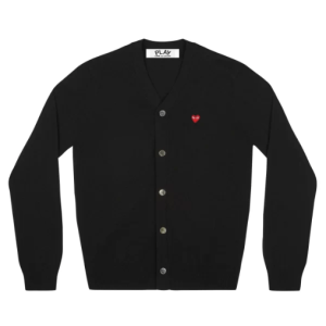 PLAY MENS CARDIGAN WITH SMALL RED HEART (BLACK)