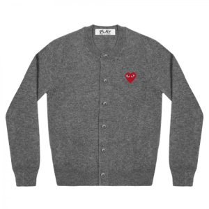 PLAY WOMENS CARDIGAN RED EMBLEM GREY