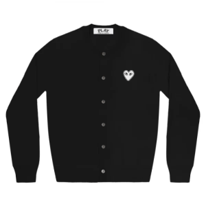 PLAY WOMENS CARDIGAN WHITE HEART BLACK